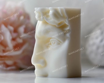 David half face FOOD SAFE silicone mold, Greek statue, candle mould, body, man figure, segment, statue, bust, antique, fashion, plaster