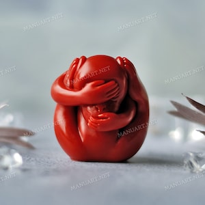 Kleiner weiser Affe 3D Silikonform, Feng Shui Nicht sehen, nicht hören, nicht sprechen Affe Seife, Kerzenform, drei Affen, Weisheit