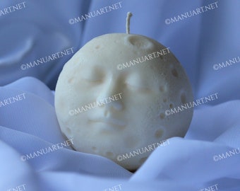 Full moon sphere with face 3D silicone mold, candle mould, planet, space, lunar craters, ball, resin, concrete, plaster, soap, lunar surface