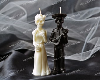 Day Of The Dead Skeleton Couple 3D silicone mold, scull candle mould, Halloween, soap, resin, death, Gothic, Frida, bride, groom, wedding