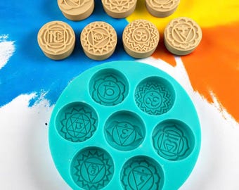 Seven Chakras Tealight Mold – silicone mold, chakra tealight mold, spiritual candle mold, chakra chocolate mold, tealight silicone mold