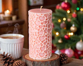 Pillar Mold with Hearts for Candles, Soap, Resin - food-grade silicone mould