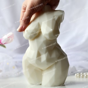 LARGE 20 cm 8 inch Geometric Plus size Female torso 3D silicone mold, candle mould, statue, diamond, hexagon, woman, gorgeous body sculpture