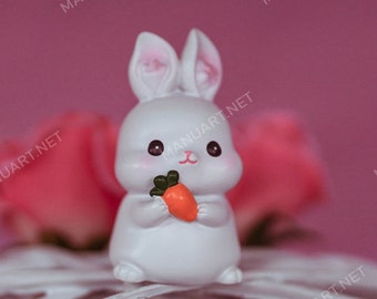 Little Bunny with a carrot 3D silicone mold, soap, candle mould, rabbit, hare, Easter, small, tiny, cute, cartoon, for rabbit lovers gift
