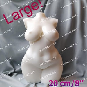 LARGE 20 cm 8 inch Plus size Female torso 3D silicone mold, Goddess candle mould, curvy, breast, woman body statue, full figure, sculpture