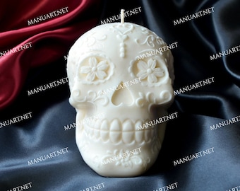 Medium Mexican Skull 3D silicone mold, scull candle mould, Halloween, skeleton, Calavera, soap, resin, death, Gothic, day of the dead, Frida
