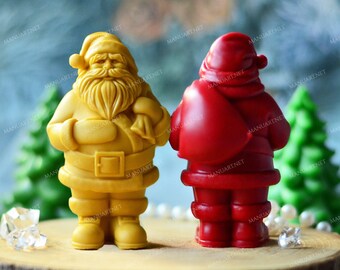 10 cm/4'' Santa Claus with a bag FOOD SAFE 3D silicone mold, candle mould, soap, moulds, Christmas candle, Santa mold, new year, gifts,