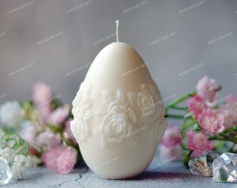 Easter Egg with roses FOOD SAFE 3D silicone mold, soap, candle mould, ornament, spring, floral, moulds, flower mold, egg in flowers, rose