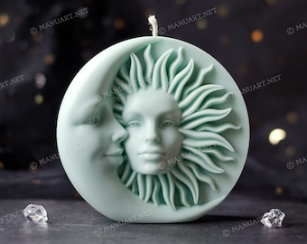 Big Sun and Moon 2d silicone mold, candle mould, Sun & Moon, Luna, Intention, Goddess, Celestial, spiritual, magic, altar, wicca, pagan