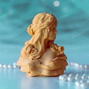 Beautiful girl bust FOOD SAFE 3D silicone mold, candle, soap, resin mould, Maiden, Virgin Mary, woman, female statue, Greek, Roman, princess