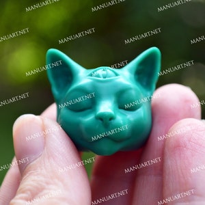 MINI Buddha cat head FOOD SAFE 3D silicone mold, candle, soap mould, resin, witch, third eye, Tarot, mystic, spiritual, magic, witchcraft