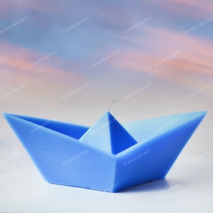 Stampo in silicone 3D per barca di carta media, stampo per sapone, stampi per candele, mare, resina, argilla, cemento, nave, origami, design primitivo, gesso, romantico