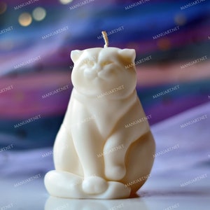 Sitting Pallas's Cat FOOD SAFE 3D silicone mold, candle, soap mould, resin, cat lover, Wildcat, Manul cat, kitten, kitty, fat cat, fluffy