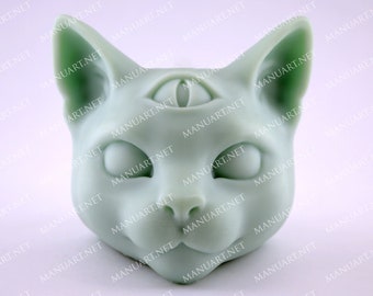 Mystical cat head FOOD SAFE 3D silicone mold, candle mold, soap mould, resin, witch, third eye, Tarot, mystic, spiritual, magic, witchcraft