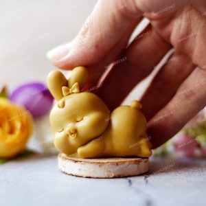 Cute little Bunny girl FOOD SAFE 3D silicone mold, soap, candle mould, rabbit, hare, Easter, tiny, lovely, mold for resin, concrete, clay
