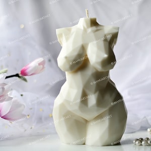 LARGE 20 cm/8 inch Geometric Plus size Female torso 3D silicone mold, resin, Goddess, naked, candle mould, curvy, breasts, woman, diamond