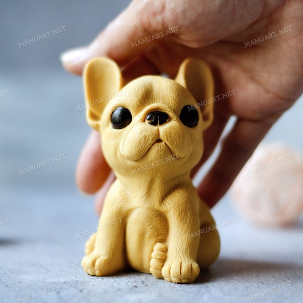 Big sitting puppy French bulldog 3D silicone mold, soap mold, candle mould, cute, Frenchie, pug, animal, dog lover, cute