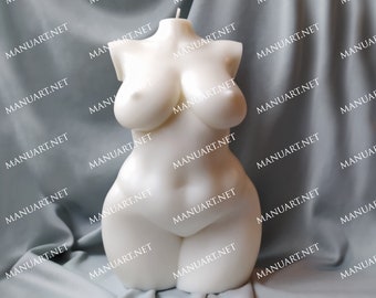 LARGE 20 cm 8 inch Plus size Female torso 3D silicone mold, resin, Goddess, naked, candle mould, curvy, breast, woman, statue, full figure