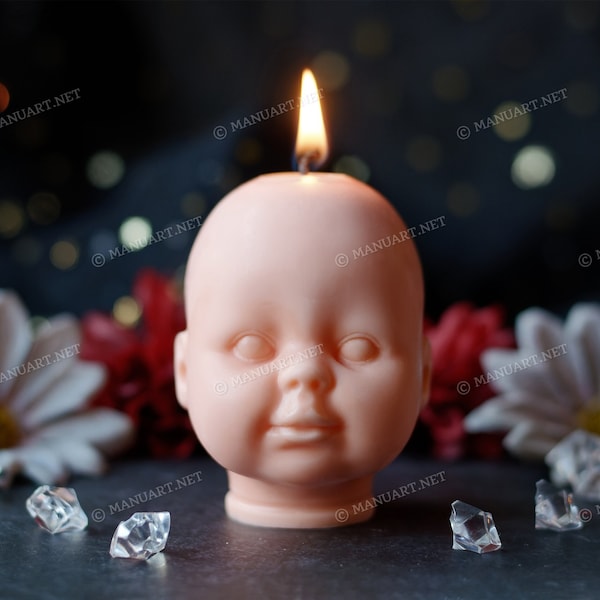 Girl Doll head 3D silicone mold, candle mould, Halloween, witchcraft, baby head, witch, creepy, cute, Scary, Spooky, Weird, Funky