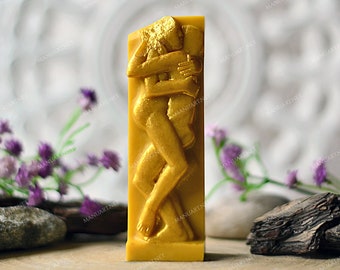 Molde de silicona 2D de amantes en piedra, molde para velas, jabón de boda romántico, resina, beso, abrazo, hombre, mujer, corazón, brujería, hechizo de amor, sexo