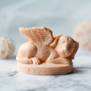 Angel Dog 3D silicone mold, Pet Memorial Statue mould, Dog With Wings, candle, soap mould, concrete, resin, dog lover, puppy grave statue