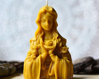 Virgin Mary holding a rose FOOD SAFE 3D silicone mold, candle mould, soap, resin, Maria, Mother, God, Christmas, Holy, Christianity, Jesus