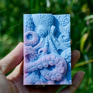 Octopus rectangular food safe 3D silicone soap bar mold, chocolate, candle, wax icing, resin, plaster mould, Gothic, Sea, Ocean, Cthulhu