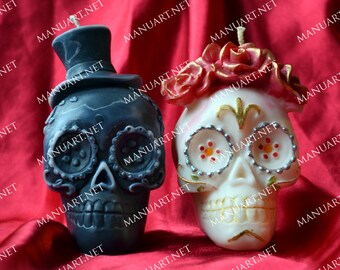 Mexican Skull 3D silicone mold, scull candle mould, Halloween, skeleton, soap, resin, death, gothic, day of the dead, Frida, bride, groom