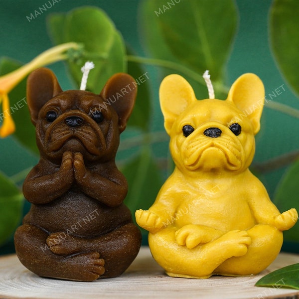 French bulldog meditating 3D silicone mold, soap mold, candle mould, cute, Frenchie, pug, yoga dog, Zen dog, animal, meditate, meditating