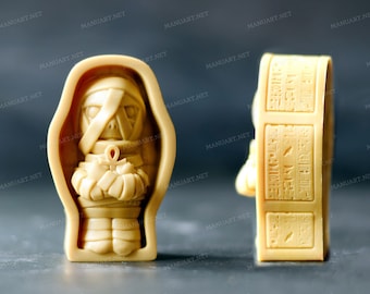 Cute Mummy with Ankh and Egyptian symbols silicone mold, soap, candle mould, Eye of Horus, pharaoh, hieroglyph, Scarab, Anubis