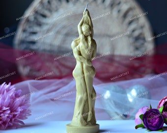 Große 20 cm/8 '' Liebespaar 3D Silikonform, Kerzenform, romantisch, Hochzeit, Resin, Kuss, Umarmung, Mann, Frau, Herz, Hexerei, Liebeszauber