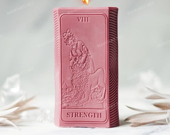 Strength Tarot card 3D silicone mold, candle mould, moon phases, Wicca, Altar, Ritual, Spiritual, witchcraft, celestial, Woman, lion