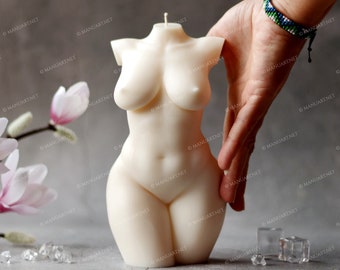 LARGE 20 cm 8 inch Curvy Female torso 3D silicone mold, resin, Goddess, naked, candle mould, plus size, breast, woman, statue, full figure