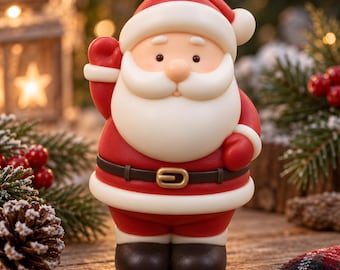 Waving Santa Claus Mold for Soap, Candle Making - Christmas Holiday Figurine Silicone Mould