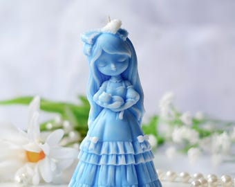 Princess Mold with Cat in Hands for Candles, Soap, Resin, Plaster - doll silicone mould
