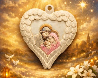 Holy Family mold 3inch/75mm, soft heart silicone mould for resin, plaster, clay, wax