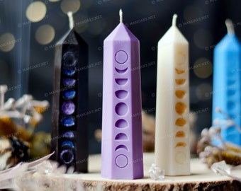 Stampo in silicone 3D in cristallo di fase lunare, stampo per candele, tripla luna, Triuna, pagana, Wicca, Cerchio della vita, Altare, Rituali, stregoneria, celeste