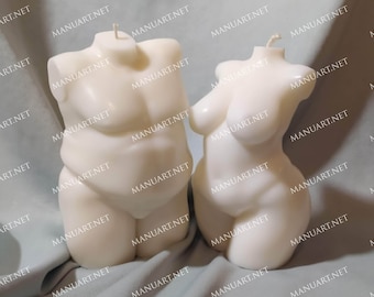 Ensemble de 2 moules 3D en silicone pour torses de femme et d'homme grande taille, utilisables pour savons, résines, bougies, corps nu, rondeurs, ventre, silhouettes d'homme et de femme