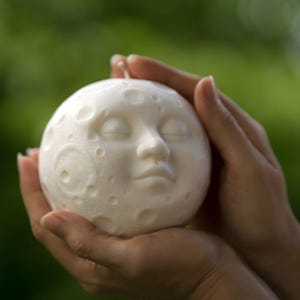 Big Full Moon Mold for Candles, Soap, Plaster and Resin, Lunar Face Silicone Mould