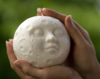 Big Full Moon Mold for Candles, Soap, Plaster and Resin, Lunar Face Silicone Mould