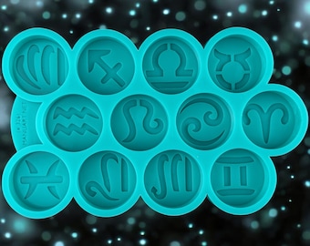 12 Zodiac Signs Tealight Mold for Candle Making, Wax Melts, Astrology Mold, Zodiac Symbols, Resin Mold, Spiritual Candle Craft