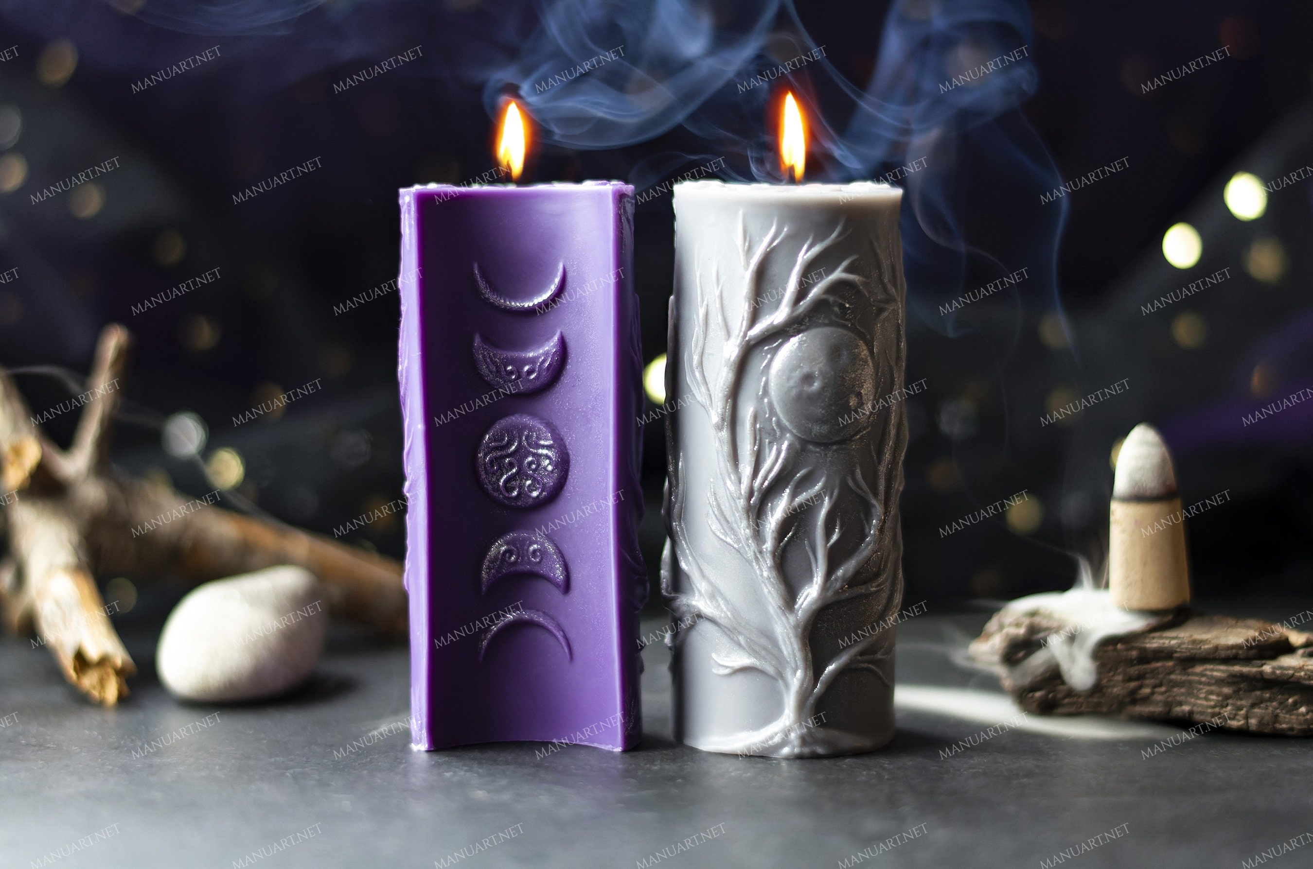 Pillar Moon Phases 3D Silicone Mold Witchcraft candle mold Altar