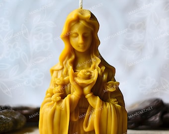 Virgin Mary Mold Holding a Rose Easter Christmas Candle Making Silicone Mould