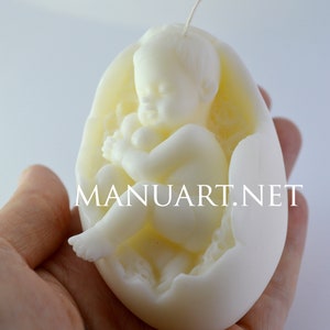 Sleeping baby in eggshell FOOD SAFE 3D silicone mold, egg, baby mould, soap, candle mold, baby shower, Easter, cute, kid, child, newborn image 2