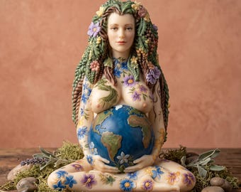 Mother Earth Mold for Making Altar Candles, Floral Soap, Plaster Figurines, Gaia Silicone Mould