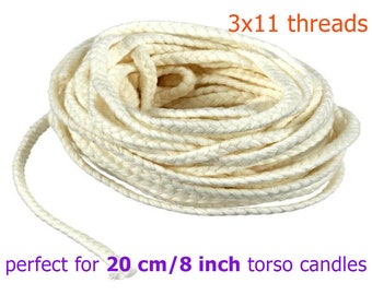 100 % Cotton candle wick perfect for 20 cm / 8 inch Goddess candles 3x11 thread 10 meters / 32 ft