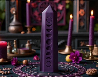 Moon phase crystal silicone mold, 6inch/150mm, celestial life cycle witchcraft candle mould