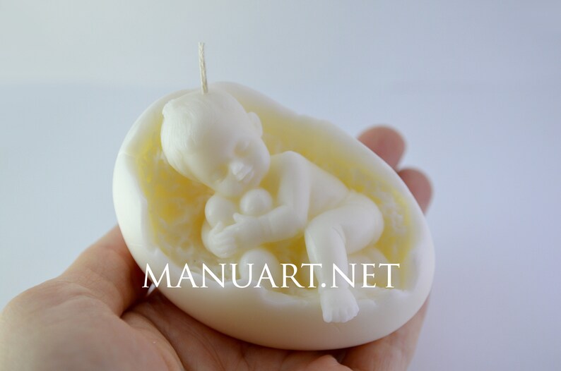 Sleeping baby in eggshell FOOD SAFE 3D silicone mold, egg, baby mould, soap, candle mold, baby shower, Easter, cute, kid, child, newborn image 3