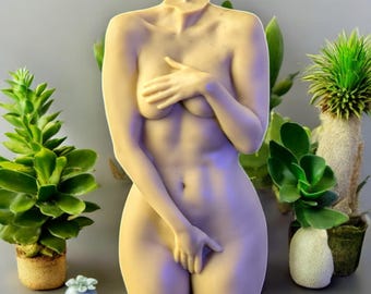Shy Lady Mold - Female Body Silicone Mold for Candles, Resin, Concrete Statue, Handmade Craft, Goddess Torso, Candle Mould, Statue Mold