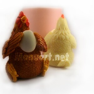 Hen holding an egg FOOD SAFE 3D silicone mold, Easter soap, candle mould, bird, farm, chicken, egg mold, cake decoration, chocolate molds